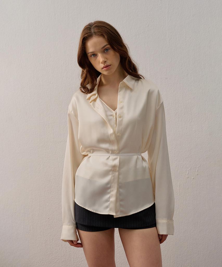 CAMINO Strap Layered Shirt Ivory