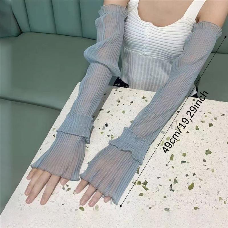 Женские длинные перчатки без пальцев, летние солнцезащитные перчатки, женские тонкие кружевные сетчатые рукава, солнцезащитные варежки с защитой от ультрафиолета