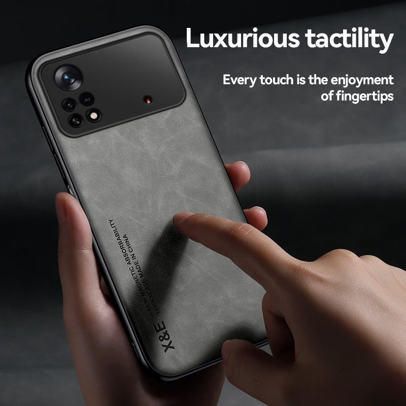 For Xiaomi Poco M4 Pro 4G Case Car Magnetic Holder Leather Armor Phone Cases For Pocco Poko Little M4Pro M 4 Pro Back Cover