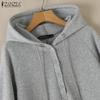 ZANZEA Женские повседневные толстовки с капюшоном с длинным рукавом на осень-зиму