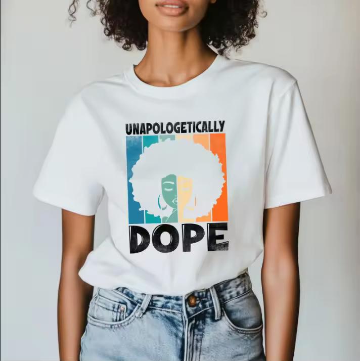 Vintage Afro Dope Graphic Short Sleeves T-Shirt Unapologetically Empowerment Gift Trendy Casual Streetwear Tee Top Y2k Simple