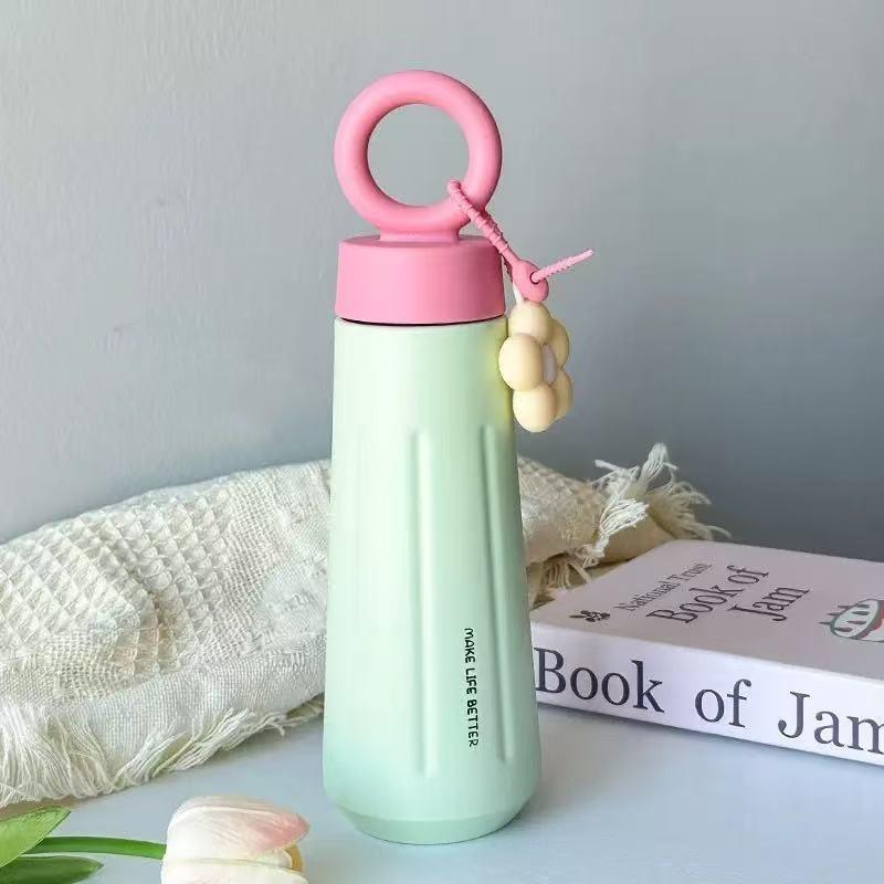 450ml Petal Water Cup Portable Handle Stainless Steel Insulated Bottle Outdoor Sports Car Cups for Women