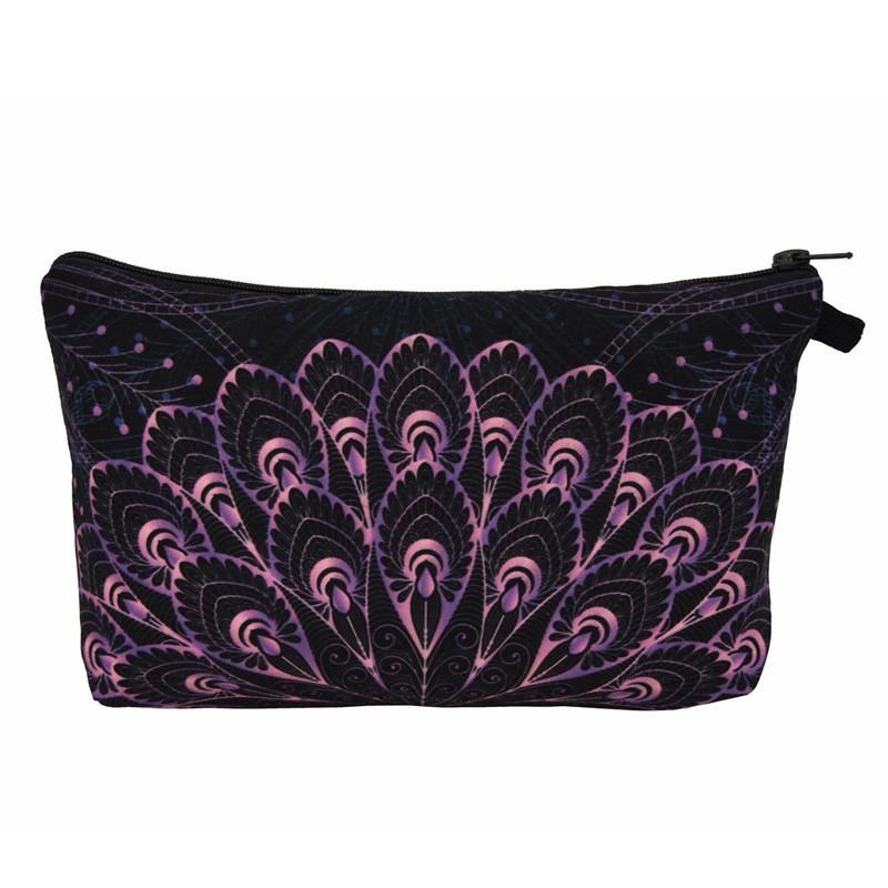 Trendy Vintage Mandala Flower Makeup Bag Handbag For Travel Polyester Lining Various Color Options