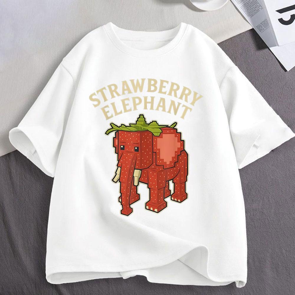 Strawberry Elephant Funny Italian Brainrot Meme T Shirt Unisexs Unisex Clothing Fashion Cotton Oversized Short Sleeve Tshirts Tops