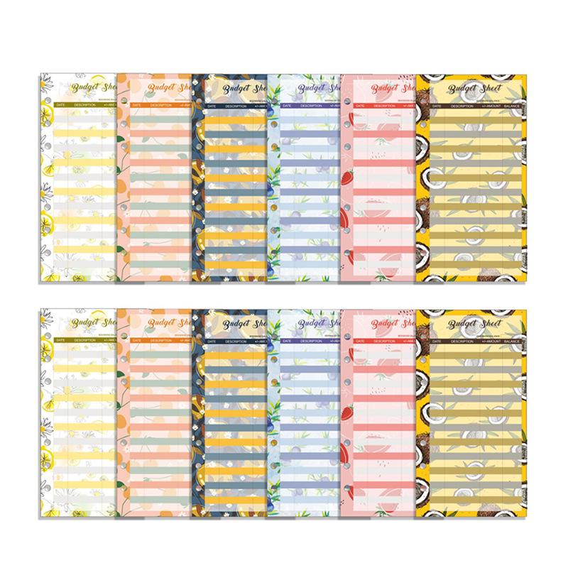 Бюджетный планер формата A5A6 со сменными внутренними листами, карманом на молнии, разделителями, 7-дюймовыми 6-отверстными вкладышами и английскими наклейками.