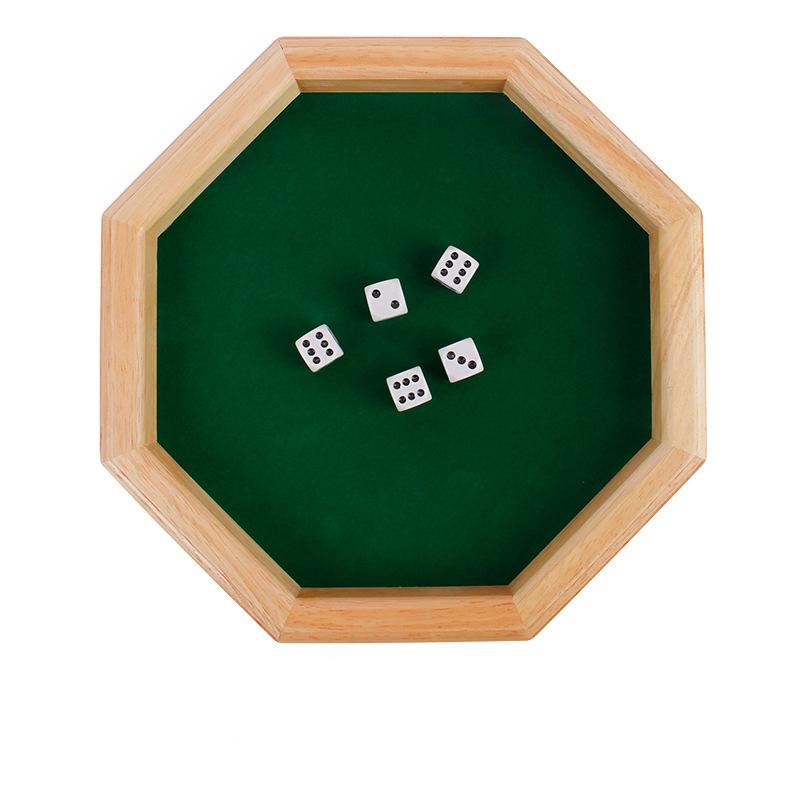 Wooden Octagonal Board Game with 5 Dice, Perfect for Family Game Night, Friends Gathering Party Toy