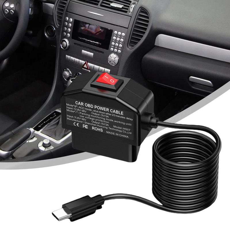Cable For Dash Cam Versatile Dash Cam Hardwire Charger Cable Car Dash Cam Charger Space-Saving Dash Camera Car Charger Cable