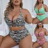 Ring Linked Plus Size Striped High Waist Bikini Swimsuit 4XL 2023 Push Up Oversize Swimwear Female Large Size Bathing Suit