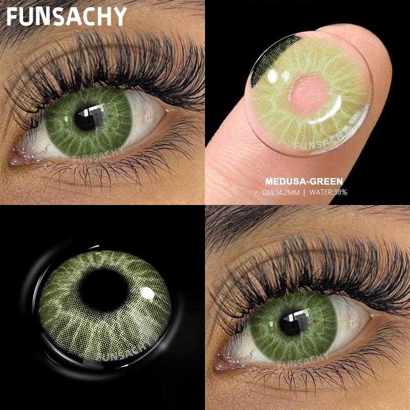 FUNSACHY 1pair Colorcon Colored Contact Lenses for Eyes Fashion Beauty Pupils Blue Lens Natural Cosmetic Makeup Lenses Yearly