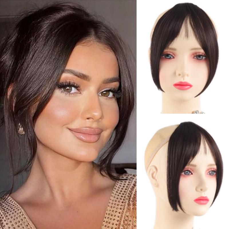 Синтетический парик с французской 3D-челкой и натуральной бесшовной челкой посередине, а также натуральной челкой в виде восьми прядей для женщин.