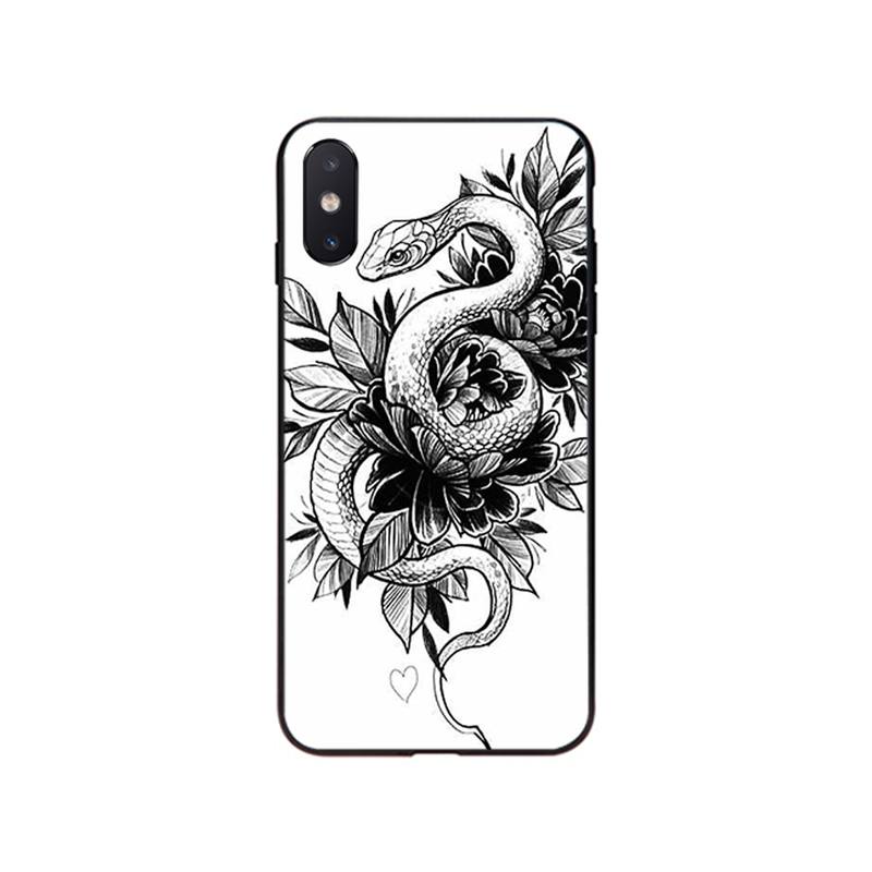 Чехол для телефона с изображением змеи и цветка для iPhone 13 12 11 Pro Max 13 12mini XS MAX X XR SE2 8 7 Plus