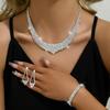 4PC Women's Fashion Geometric Necklace Earrings Bracelet Zircon Set Suitable for Wedding, Party, Festival Gifts-4070