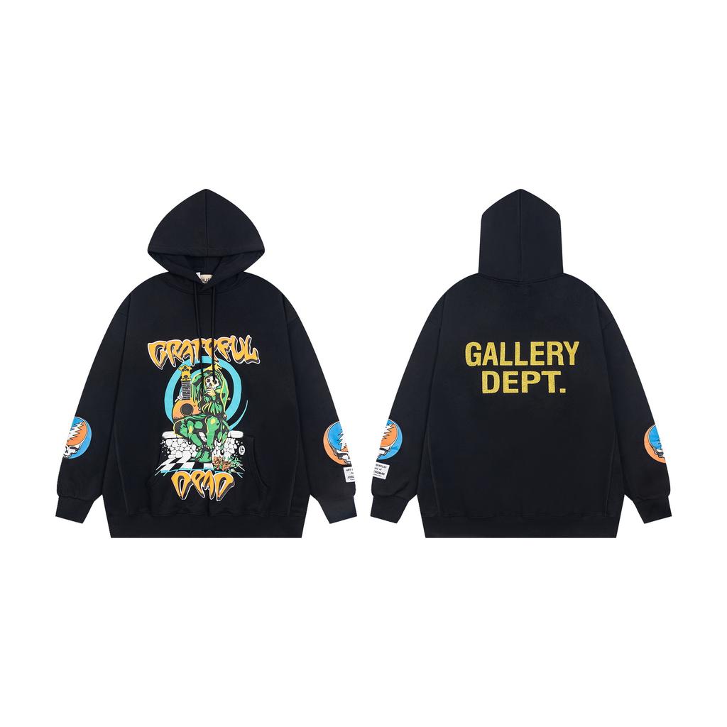 2024 autumn and winter new beautiful tide GALLERY skull guitar printing loose casual men's and women's same sweater