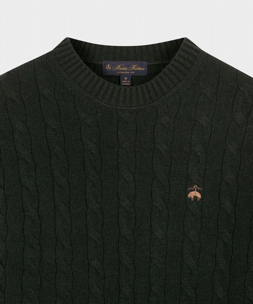 Шерстяной свитер с косами BROOKS BROTHERS (Темно-зеленый) (Bbwrmbf401)