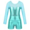 Детский блестящий спортивный танцевальный купальник металлик с длинными рукавами для девочек и шорты, наряды, балетный комбинезон, велосипедки, танцевальная одежда
