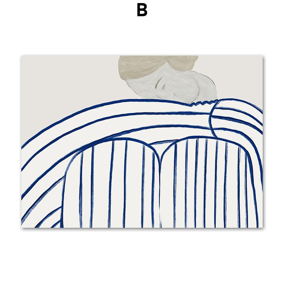 Абстрактная геометрическая кривая, полосатые постеры для девочек и принты, настенная живопись на холсте для гостиной, скандинавская декоративная картина