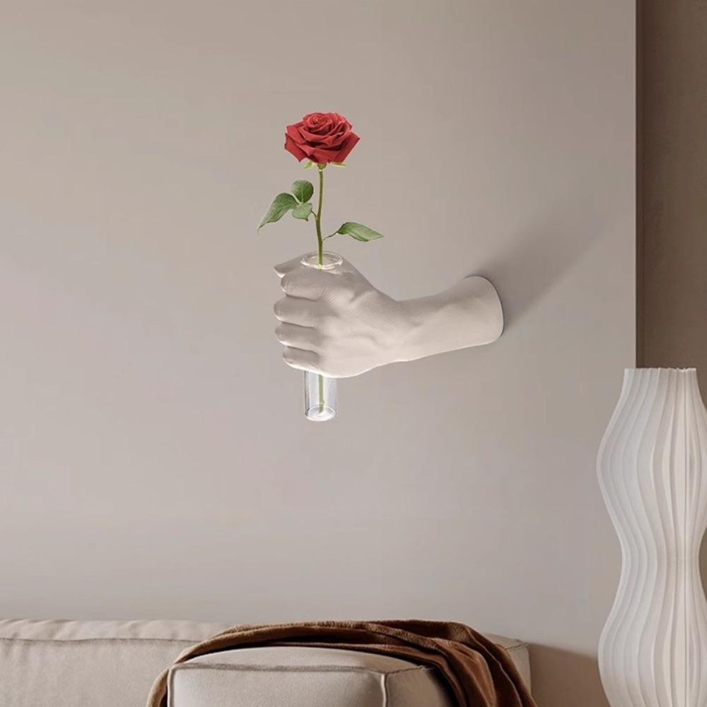 Simulations Hand Flower Wall Vase Decorative Flowers Handmade Wall Mounted Vase Resin Room Decoration Decorative Vases Home