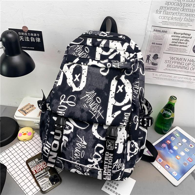 Fashion Shoulders School Bags Nylon Teenagers Backpack Breathable Girls Boy Schoolbag Large Capacity Graffiti Bookbags