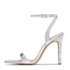 Fashion Plus 35-42 Хрустальные туфли-лодочки с острым носом и ремешком с пряжкой, женские сандалии на тонком каблуке, золотые женские туфли для вечеринок, обувь для стриптиза, женская обувь
