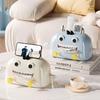 Cartoon Cute Cartoon Tissue Box Non-slip with Phone Holder Facial Tissue Holder Large Capacity Top Storage Napkin Container Home