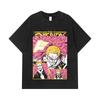 Стиранные футболки 275 г/м² 100% Хлопок One Piece V45 Принт Дофламинго Унисекс Плотная хлопковая футболка