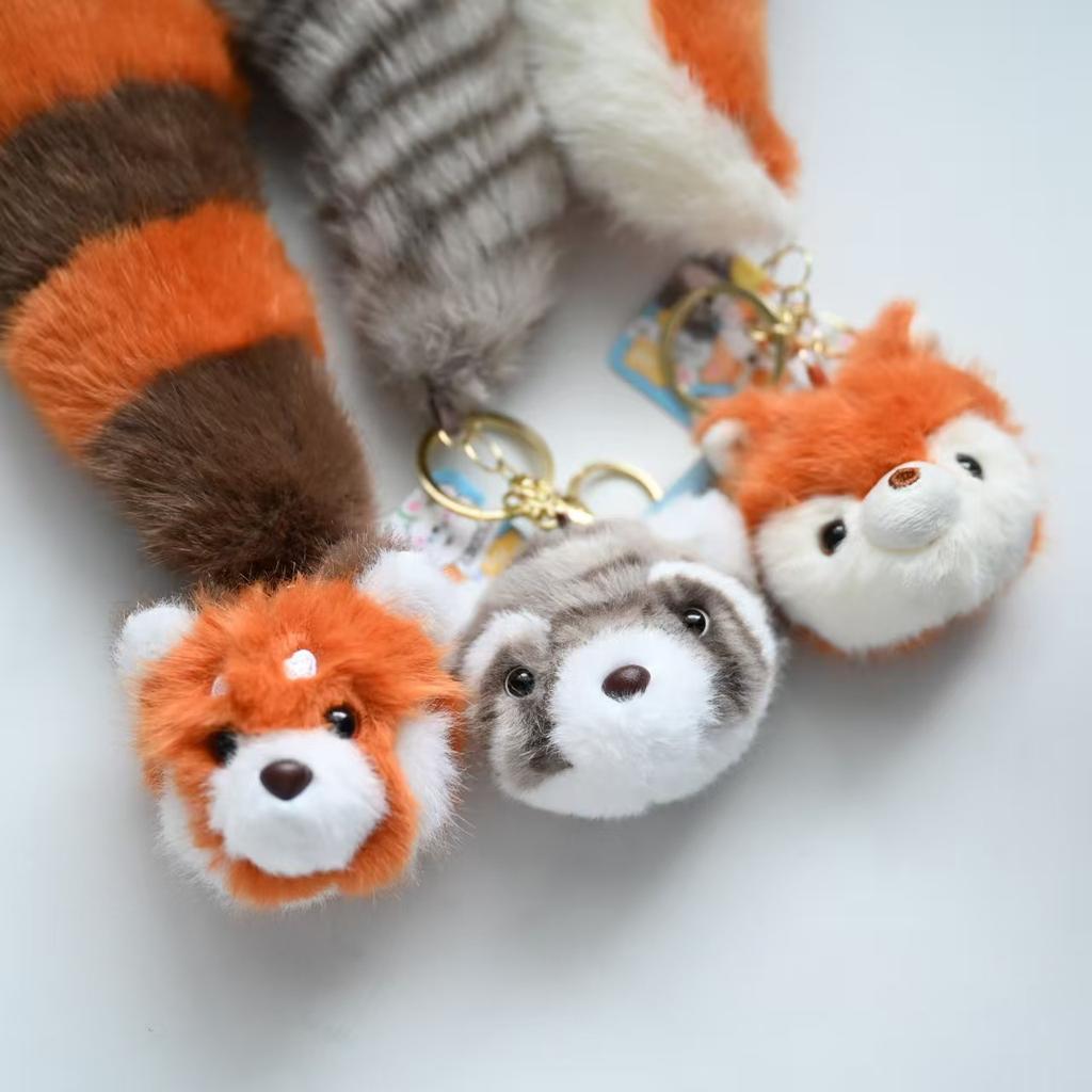 18cm Long tail Squirrel Raccoon Bear Plush Pendant Kawaii Animals Hairy Plush Keychains Bag Car Phone Hanging Plush Keyrings