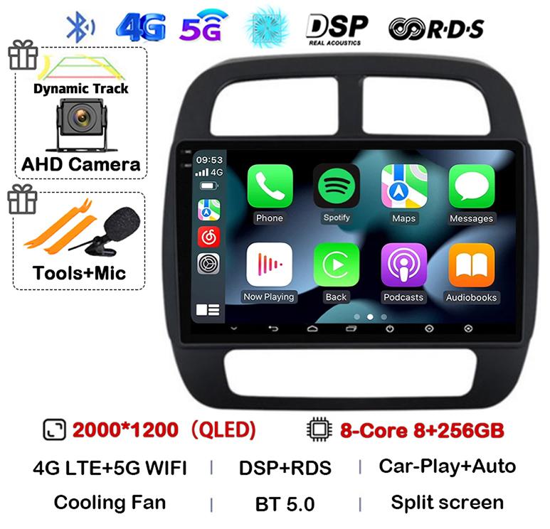 Android 14 Auto Carplay для Renault KWID K-ZE Dacia Spring 2015 2016 2017 2018 2019 Автомобильный мультимедийный проигрыватель GPS Радио DSP Stereo