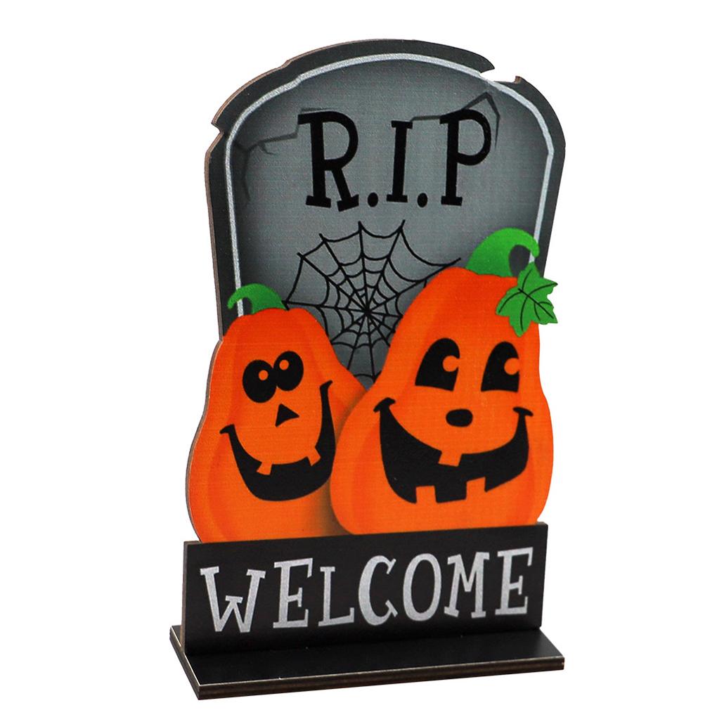 Декор деревянного стола Хэллоуин Животные Тыква Красочный Фестиваль Приветственный Знак Искусство Ремесло Дом с Держателем для Садовой Вечеринки