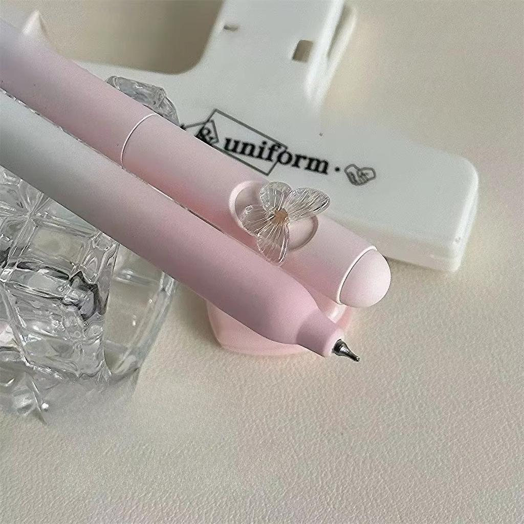 4 шт. INS эстетическая градиентная гелевая ручка с бабочкой для декора, милые девушки, журнал для записей, ручка для экзамена, кавайные канцелярские принадлежности для школы