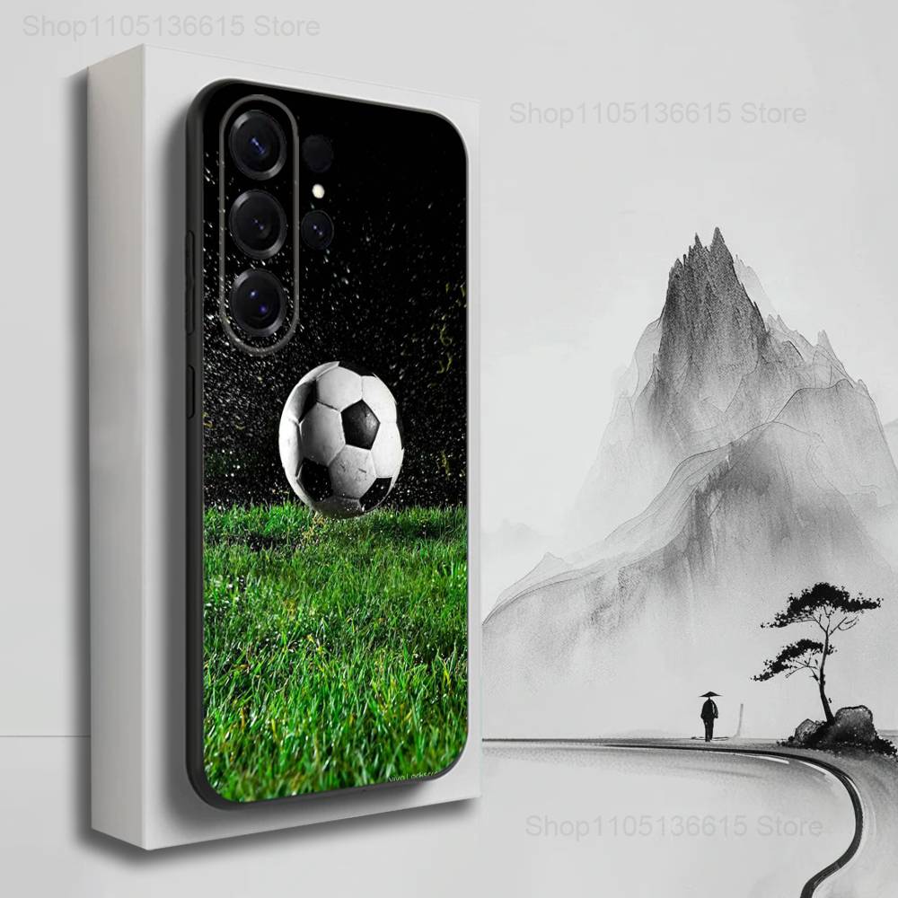 Спортивный Футбол Футбольный Для Samsung S9,S10,S20,S10,S21,S25,S24,S23,Ultra,FE,Plus,Lite,Мягкий Силиконовый Черный Чехол