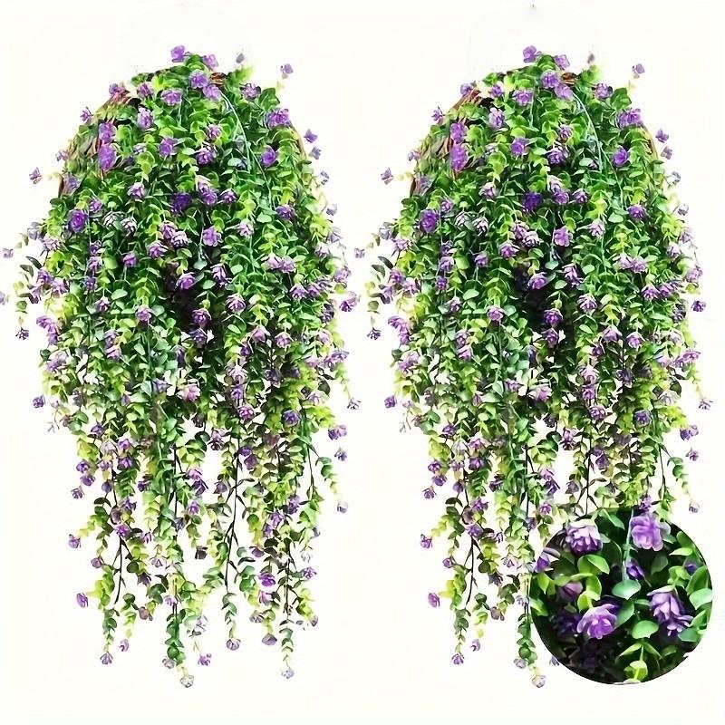 2Pcs Wall Home Garden Wedding Decoration Outdoor Artificial Plant Hanging Flowers With Eucalyptus Leaves Greenery Vine