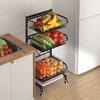4-Tier Kitchen Carts On Wheels Adjustable Metal Large Capacity Fruit Vegetable Storage Basket
