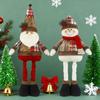 Christmas Doll Pendant Santa Claus Snowman Telescopic Legs Design Plaid Print Xmas Doll Festival Home Decoration