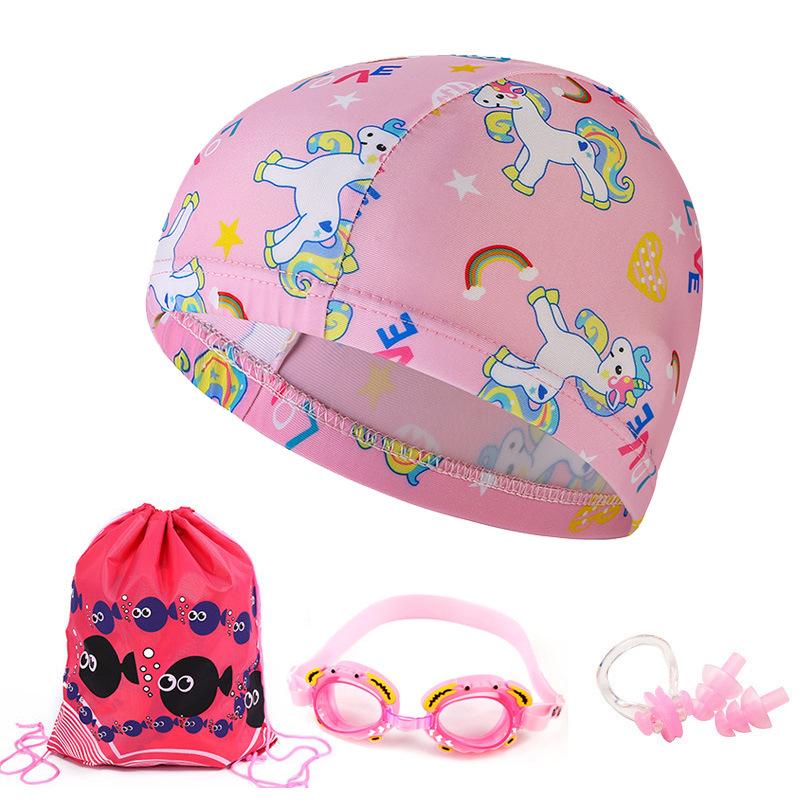 Детский набор очков для плавания с мультяшным крабом – Водонепроницаемые линзы с защитой от запотевания для мальчиков и девочек, набор из четырех предметов