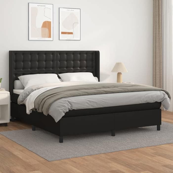 Maison Exclusive - Sommier à lattes de lit avec matelas Noir 160x200 cm