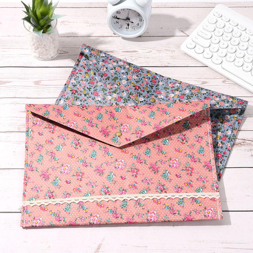 Elegant Portable Organizer Floral Document Bag Paper Holder Canvas Felt File Briefcase File Folder
