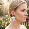 Easter Acrylic Bunny Earrings for Women Glittery and Colorful Rabbit Dangle Earrings Festive Holiday Jewelry for Easter Celebrations