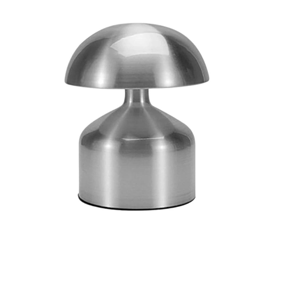Metal Shade Mushroom Shape Table Lamp USB Rechargeable Reading Bedside Lamp Hotel Room Use