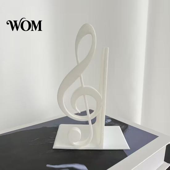 Book Display Decor 3D Printed Music Note Bookend, Decorative Shelf Organizer, Modern Desk for Home Treble Clef Table Ornament Office Study, Heavy Base