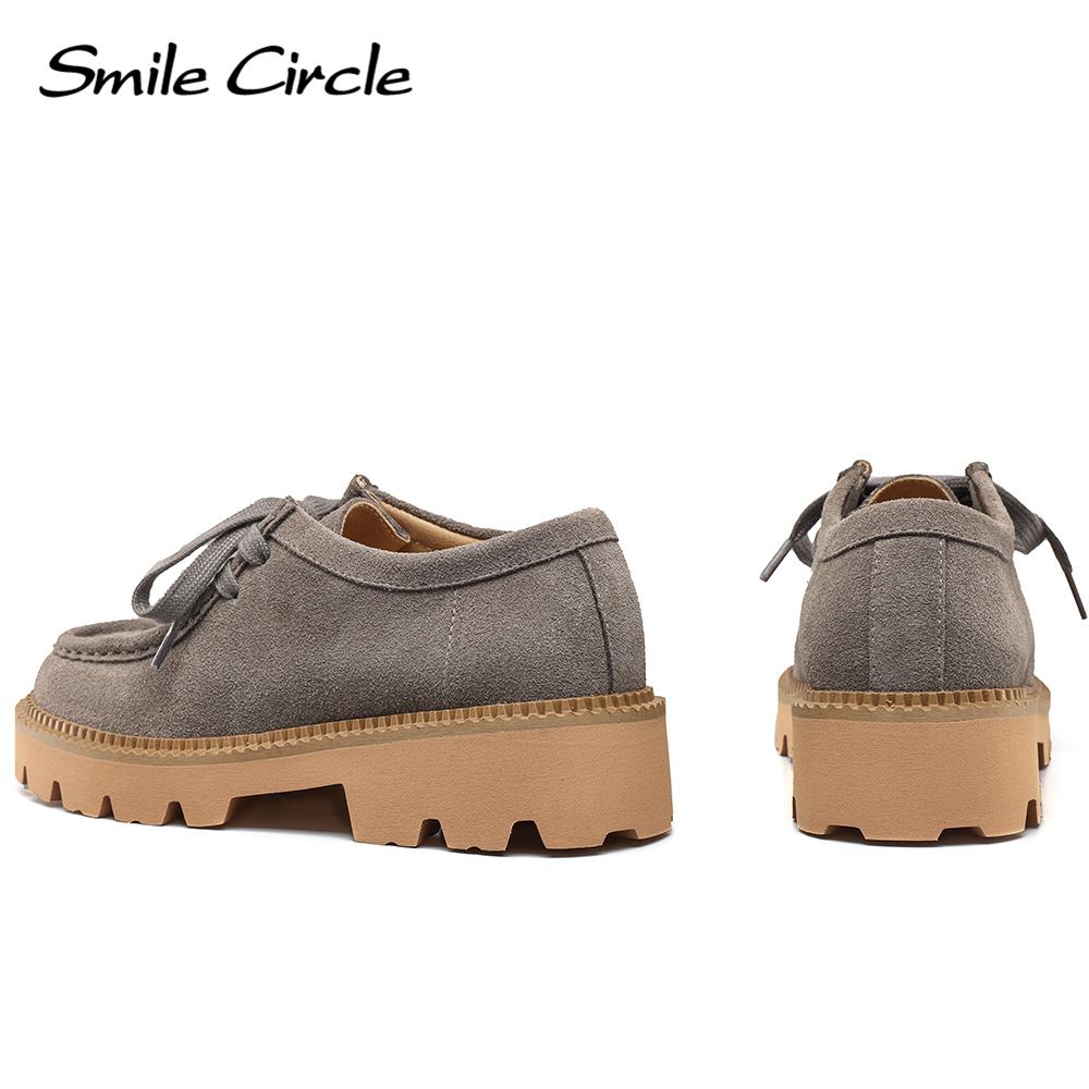 Женская обувь из коровьей замши на массивном каблуке, толстые туфли с круглым носком на шнуровке, модные повседневные женские туфли на плоской подошве