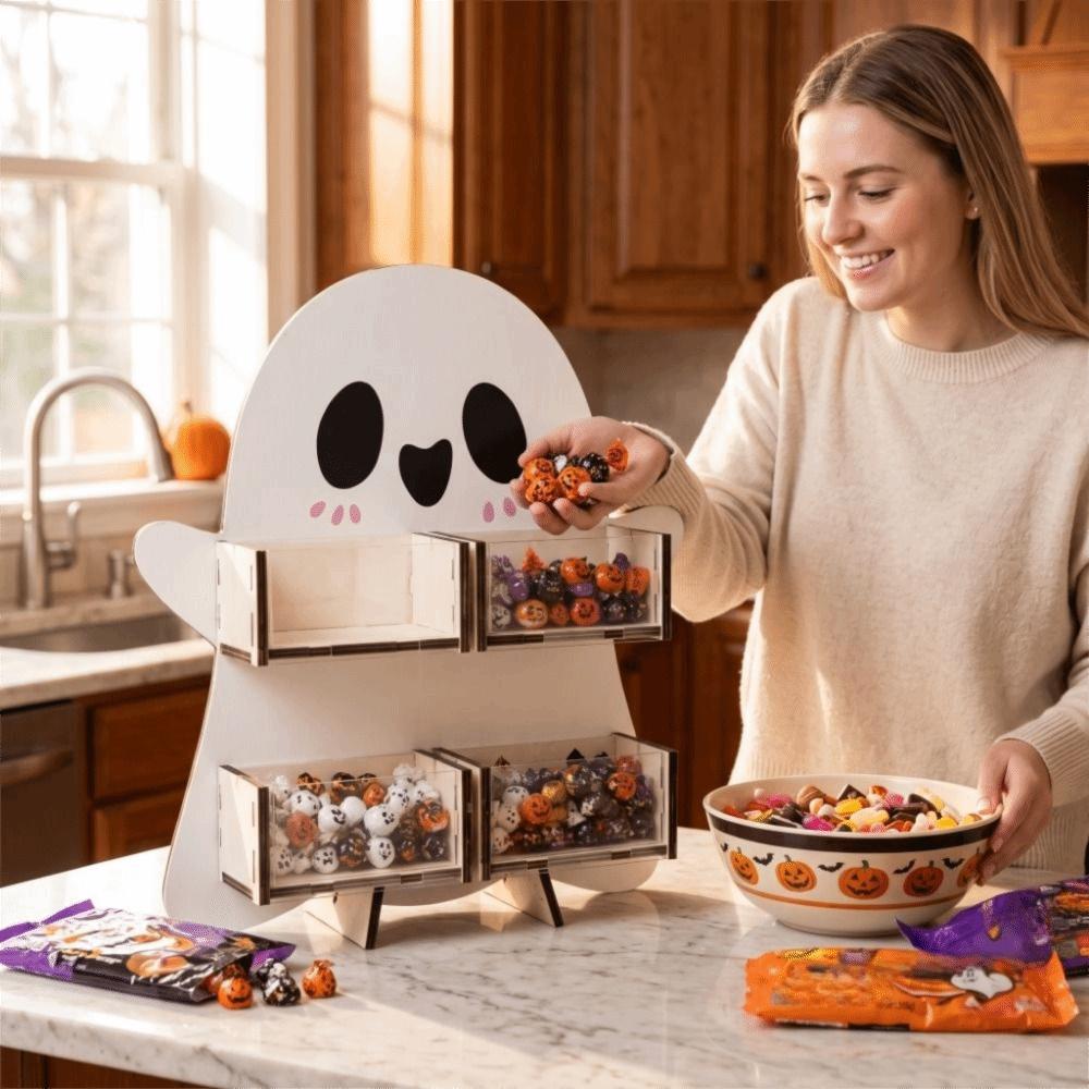 Arched Shape Ghost Candy Display Rack 4/6 Grids Candy Boxes Stand Snack Display Stand Halloween