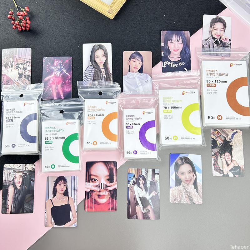 50 шт. конвертов для карточек из Кореи, прозрачные, бескислотные, без CPP, жесткие, 3-дюймовые, фотопленка, переплет, оригинальный держатель для фотокарточек, плоский держатель для карточек