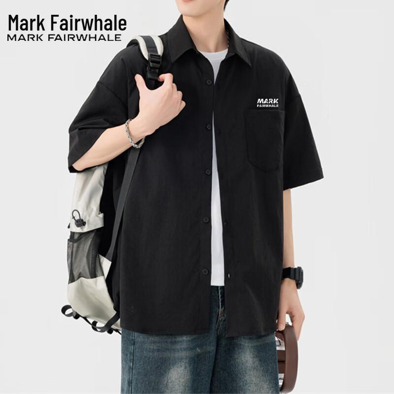 Mark Fairwhale Мужская повседневная рубашка с коротким рукавом и воротником