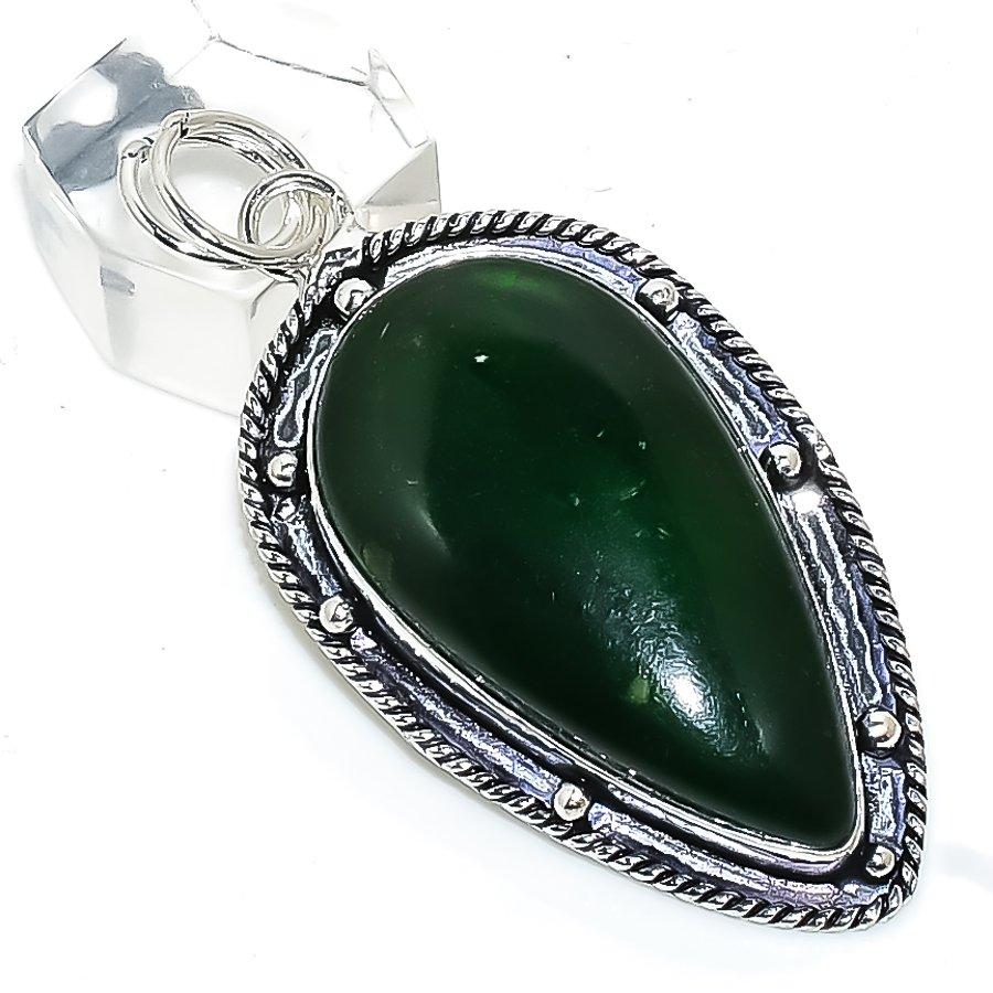 Green Labradorite Gemstone 925 Sterling Silver Jewelry Pendant 2.44" s5Z04