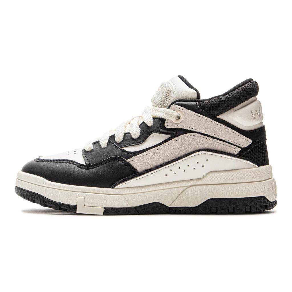 Li Ning Wave MID FLEECE Термозащитные Скользкие и Износостойкие Ботинки для Скейтборда Женские Черно-Белые AGCU160-2