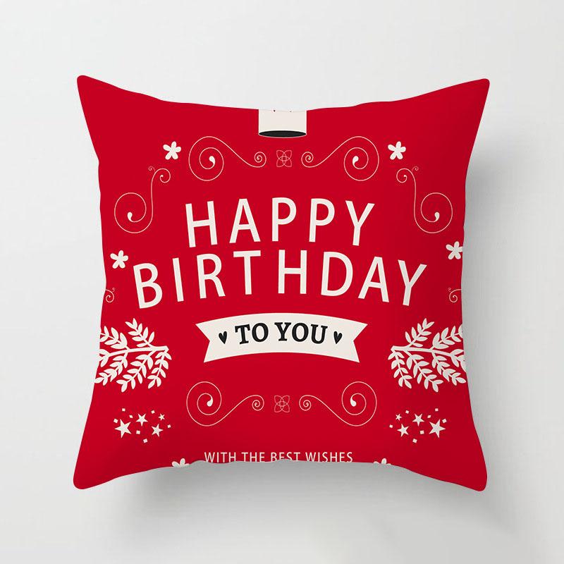 1Pcs 45Cm Cartoon Happy Birthday Theme Style Peach Skin Pillow Case Vibrant Pink Cute Cushion Cover Home Textile Supplies
