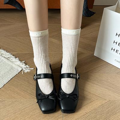 Туфли Мэри Джейн с французским бантом и неглубоким горлом, женские, 2025, новые, нежные, вечерние, с пряжкой, на плоской подошве, маленькие кожаные туфли