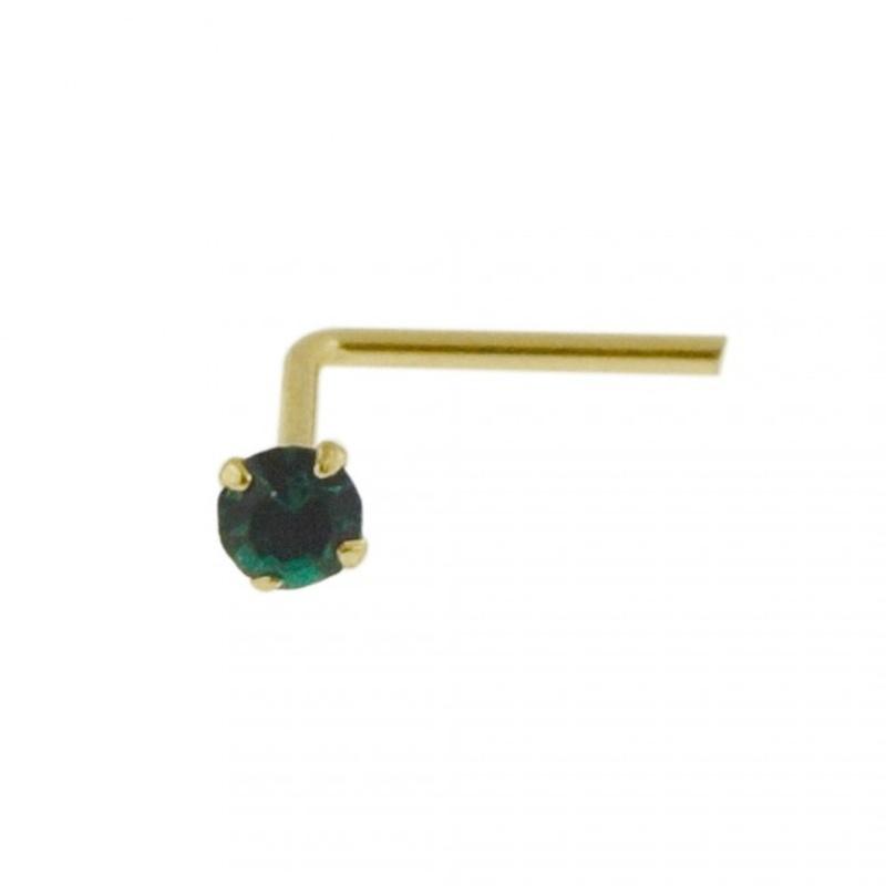 KODY PIERCING 9K Gold Emerald Jeweled Nose Stud - Quality Piercing