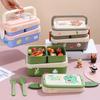 Cute Lunch Box For Kids Portable Double-layer Bento Box DIY Stickers Food Storage Box Microwave Containers Boy Girls' Lunch Box