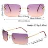 Retro Rimless Y2k Sunglasses For Women Rhinestone Butterfly Rectangle Sun Glasses Vintage Shades Travel Beach Eyewear